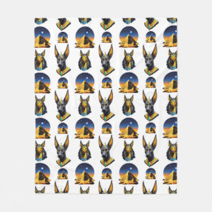 Ancient Egypt Pyramid Anubis Pattern Design Fleece Blanket