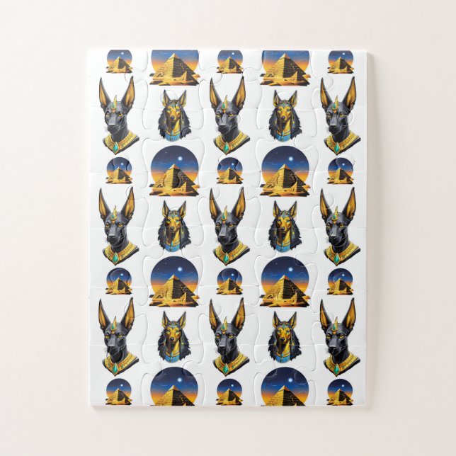 Ancient Egypt Pyramid Anubis Pattern Design  Jigsaw Puzzle (Vertical)