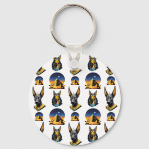 Ancient Egypt Pyramid Anubis Pattern Design  Key Ring