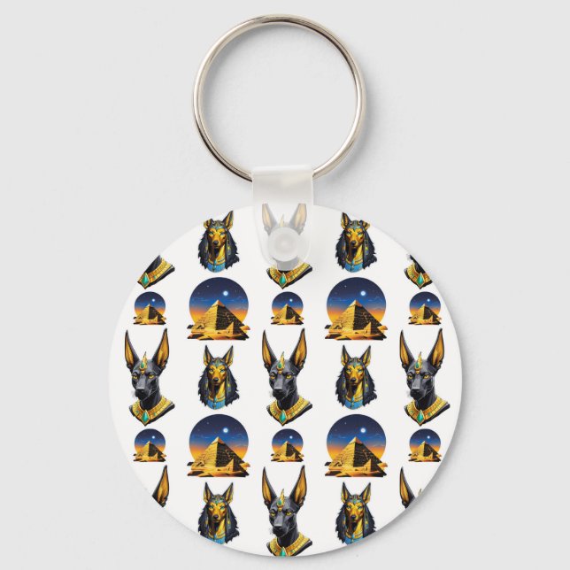Ancient Egypt Pyramid Anubis Pattern Design  Key Ring (Front)