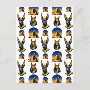 Ancient Egypt Pyramid Anubis Pattern Design Postcard