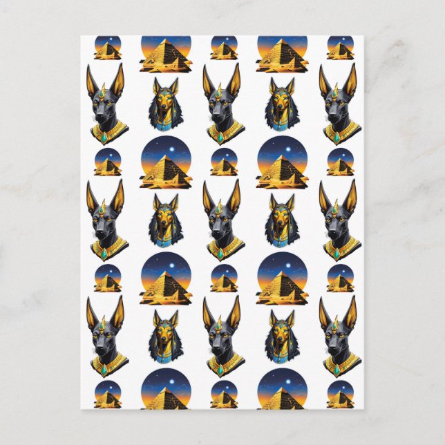 Ancient Egypt Pyramid Anubis Pattern Design  Postcard (Front)