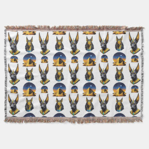 Ancient Egypt Pyramid Anubis Pattern Design Throw Blanket
