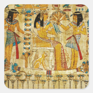 Ancient Egypt Tapestry Scroll Heirogliphics Square Sticker