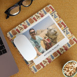 Ancient Egypt Themed Custom Photo Mouse Mat<br><div class="desc">Show off a favourite snapshot from your vacation in Egypt with this mousepad. Your photo and caption appear against a patterned background featuring different ancient Egyptian style illustrations.</div>