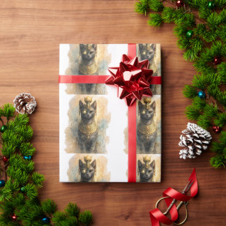 Ancient Egyptian Bastet Cat Goddess Watercolor Art Wrapping Paper