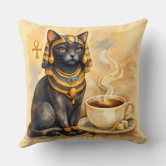 Ancient Egyptian Cat Bastet Inspired Decor Cushion (Back)