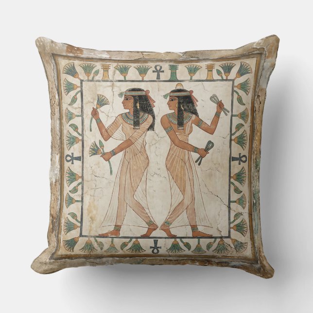 Ancient Egyptian Dancers Fresco Cushion (Front)