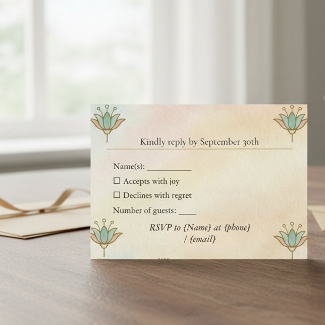 Ancient Egyptian Elegant Lotus RSVP Card (Elegant lotus RSVP)