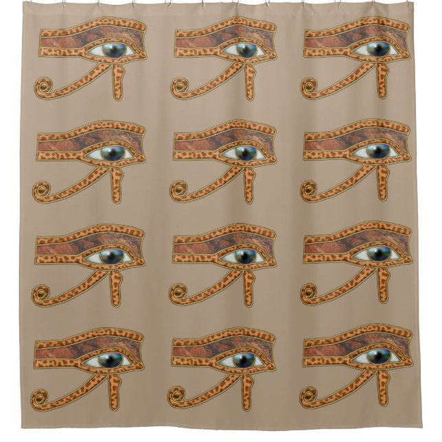 Ancient Egyptian Eye of Horus in Browns Shower Curtain (Front)