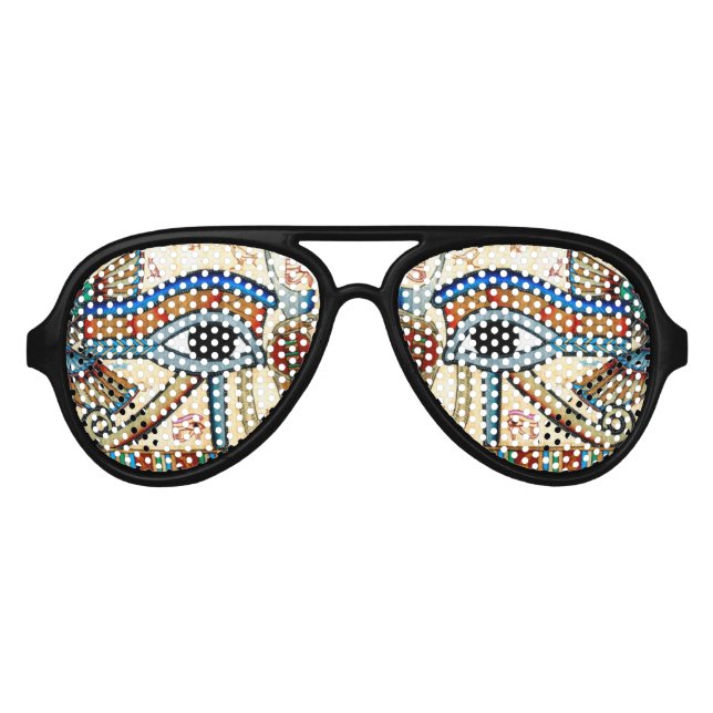Ancient Egyptian Eye of Horus - Wadjet Aviator Sunglasses (Front)
