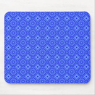 Ancient Egyptian Flowers - Baby Blue with Blue Mouse Mat