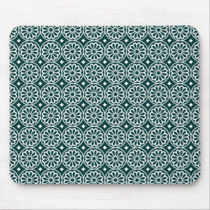Ancient Egyptian Flowers - Dark Green Mouse Mat