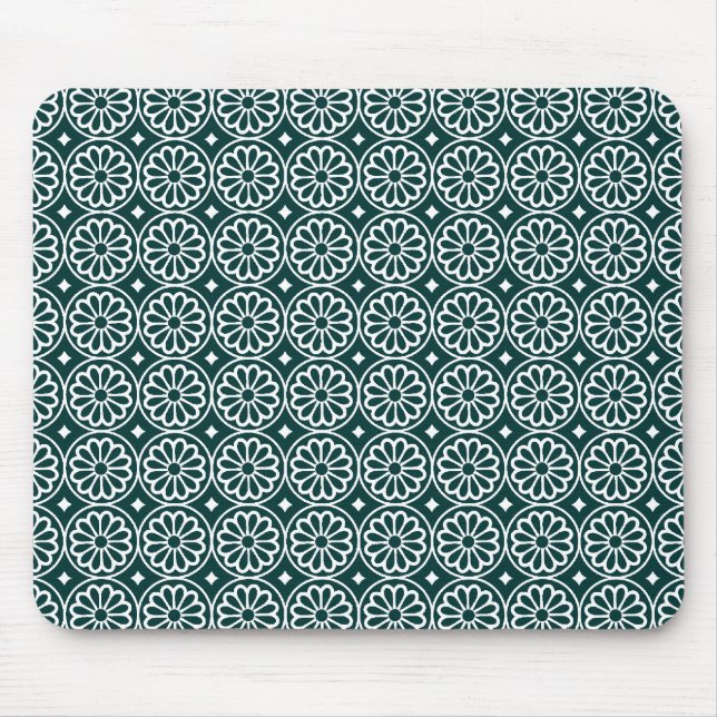 Ancient Egyptian Flowers - Dark Green Mouse Mat (Front)