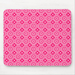 Ancient Egyptian Flowers - Neon Red Mouse Mat