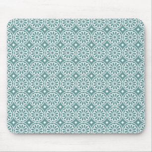Ancient Egyptian Flowers - Ocean Green Mouse Mat