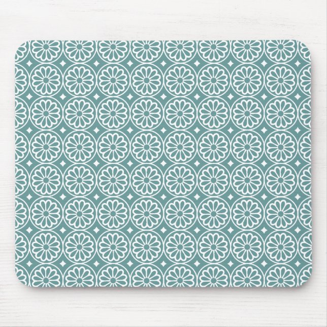 Ancient Egyptian Flowers - Ocean Green Mouse Mat (Front)
