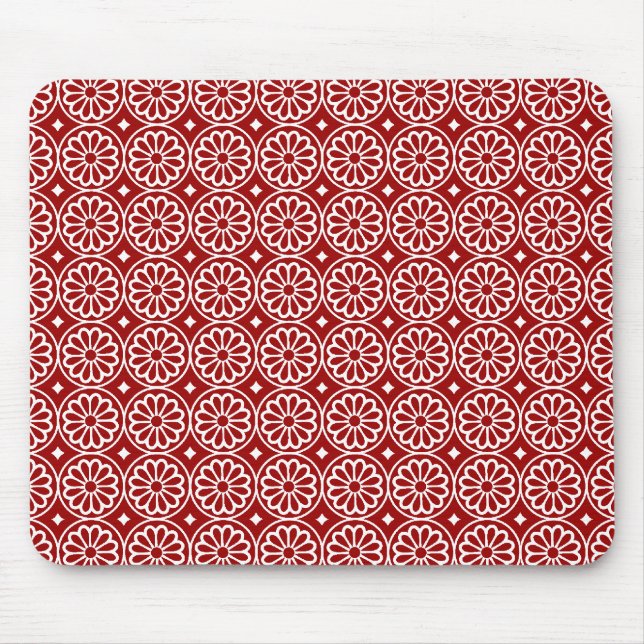 Ancient Egyptian Flowers - Ruby Red Mouse Mat (Front)