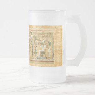 Ancient Egyptian Frosted Glass Beer Mug