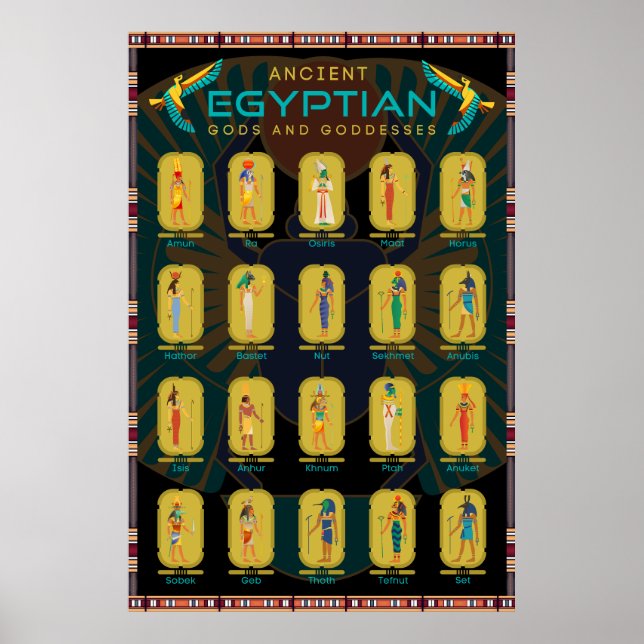 Ancient Egyptian Gods and Goddesses Poster (Front)