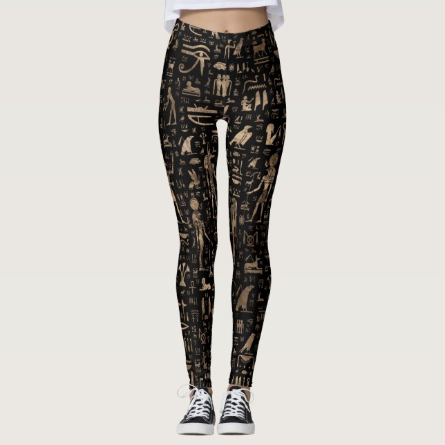 Ancient Egyptian Gods and hieroglyphs Leggings (Front)