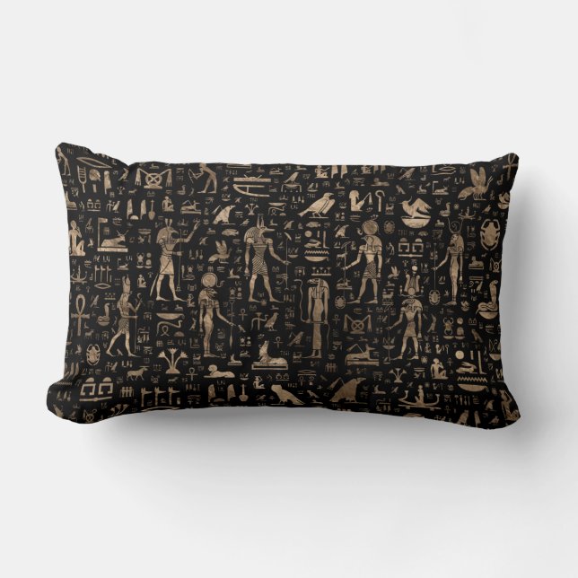 Ancient Egyptian Gods and hieroglyphs Lumbar Cushion (Front)