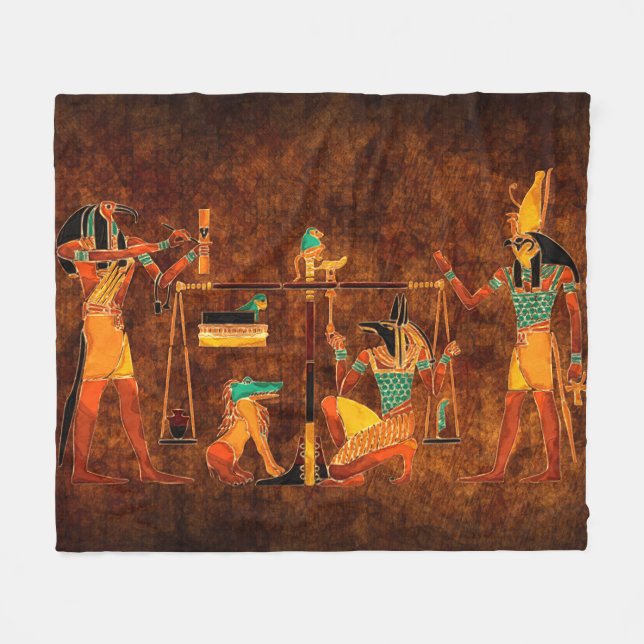 Ancient Egyptian Gods Fleece Blanket (Front (Horizontal))