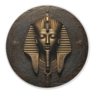 Ancient Egyptian Gold Pharaoh Ceramic Knob