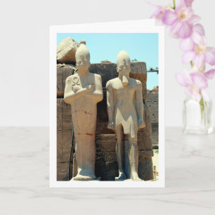 Ancient Egyptian Guard Statues, Luxor, Card