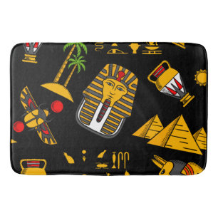 Ancient  Egyptian Hieroglyphic Pattern Background Bath Mat