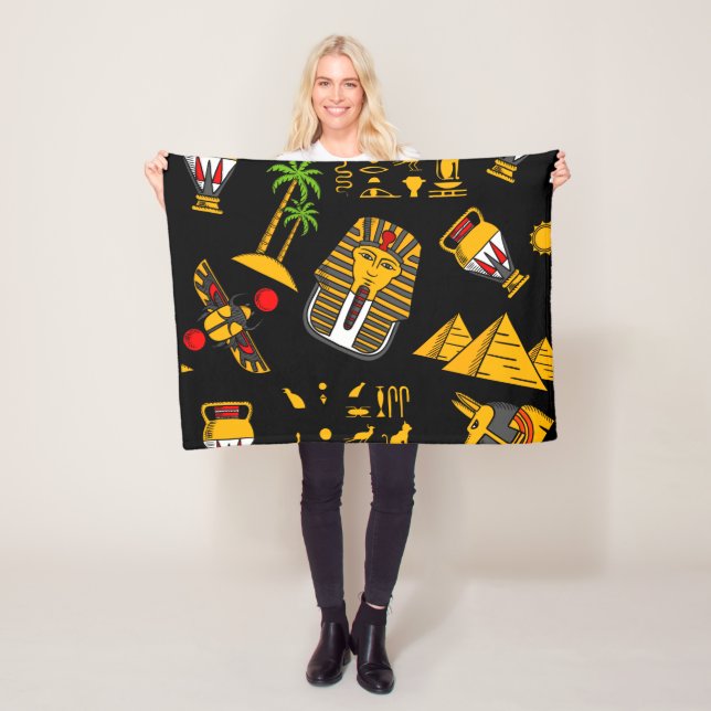 Ancient  Egyptian Hieroglyphic Pattern Background  Fleece Blanket (In Situ)