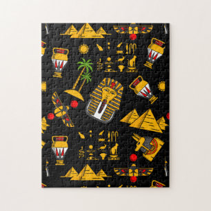Ancient Egyptian Hieroglyphic Pattern Background Jigsaw Puzzle