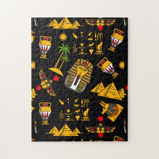 Ancient  Egyptian Hieroglyphic Pattern Background  Jigsaw Puzzle (Vertical)