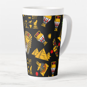Ancient  Egyptian Hieroglyphic Pattern Background  Latte Mug