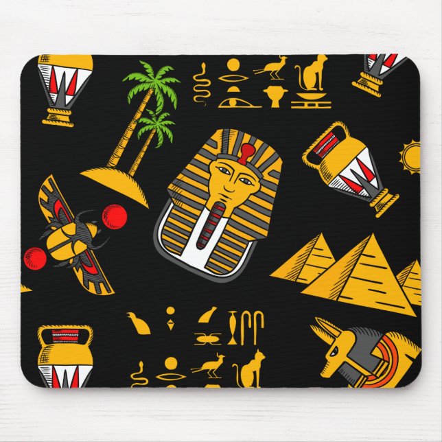 Ancient  Egyptian Hieroglyphic Pattern Background Mouse Mat (Front)