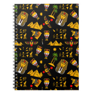 Ancient  Egyptian Hieroglyphic Pattern Background  Notebook