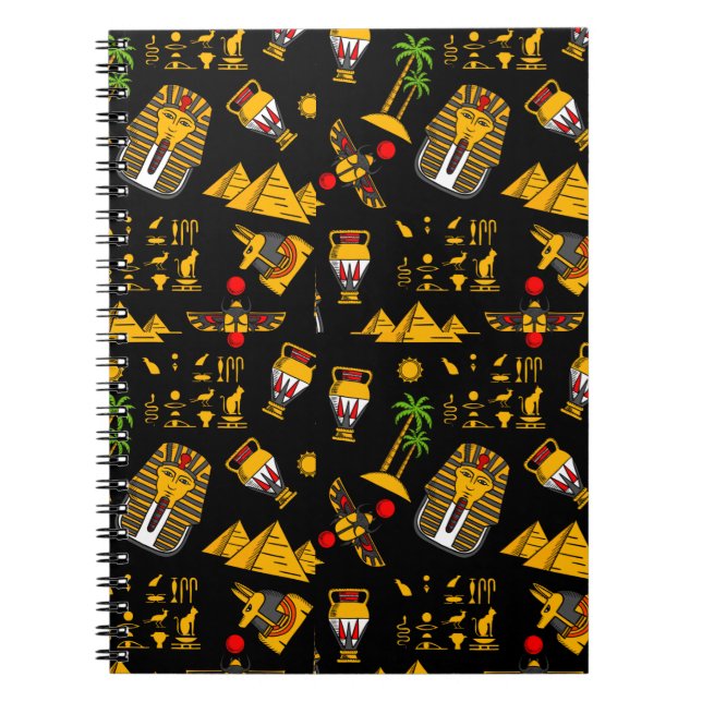 Ancient  Egyptian Hieroglyphic Pattern Background  Notebook (Front)