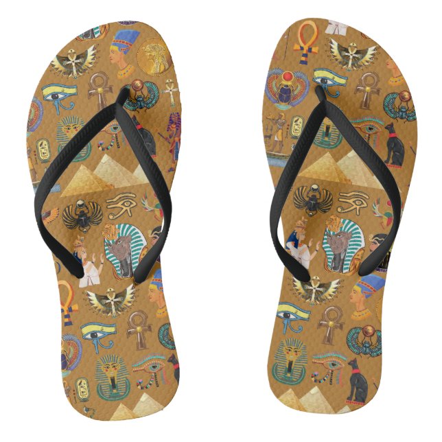 Ancient Egyptian Hieroglyphic -Pattern Hieroglyphi Flip Flops (Footbed)