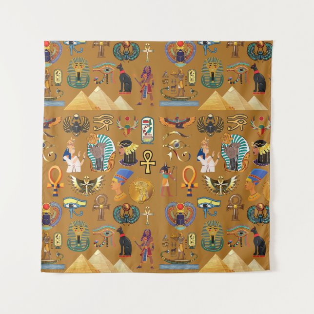 Ancient Egyptian Hieroglyphic -Pattern Hieroglyphi Tapestry (Front)