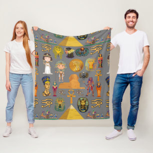 Ancient Egyptian Hieroglyphic -Pattern Pharaoh Fleece Blanket