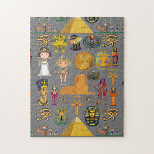 Ancient Egyptian Hieroglyphic -Pattern Pharaoh  Jigsaw Puzzle