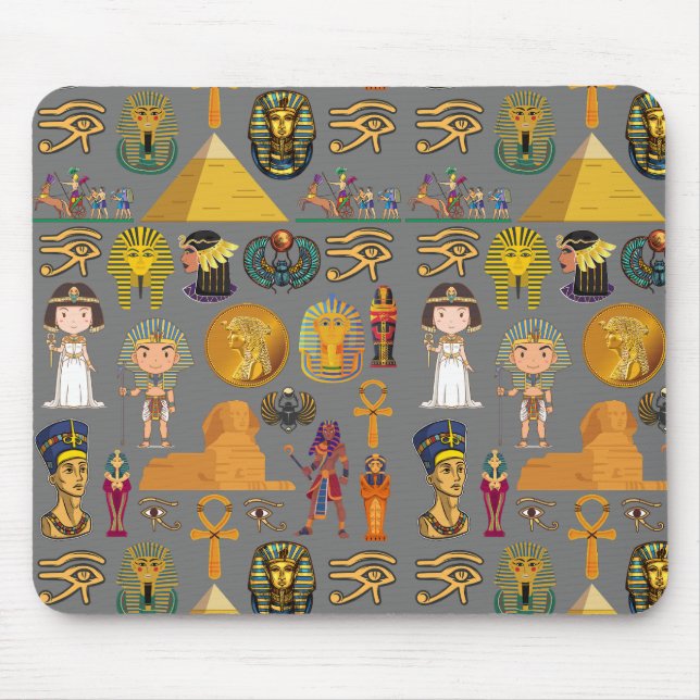 Ancient Egyptian Hieroglyphic -Pattern Pharaoh  Mouse Mat (Front)