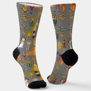 Ancient Egyptian Hieroglyphic -Pattern Pharaoh Socks