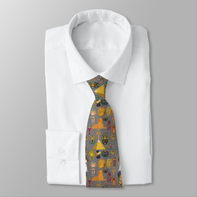 Ancient Egyptian Hieroglyphic -Pattern Pharaoh  Tie (Tied)