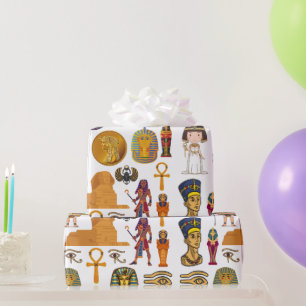 Ancient Egyptian Hieroglyphic -Pattern Pharaoh Wrapping Paper