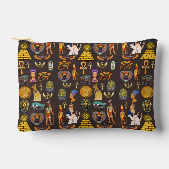 Ancient Egyptian Hieroglyphic Pattern Symbol       Accessory Pouch (Front)