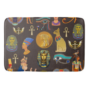 Ancient Egyptian Hieroglyphic Pattern Symbol   Bath Mat