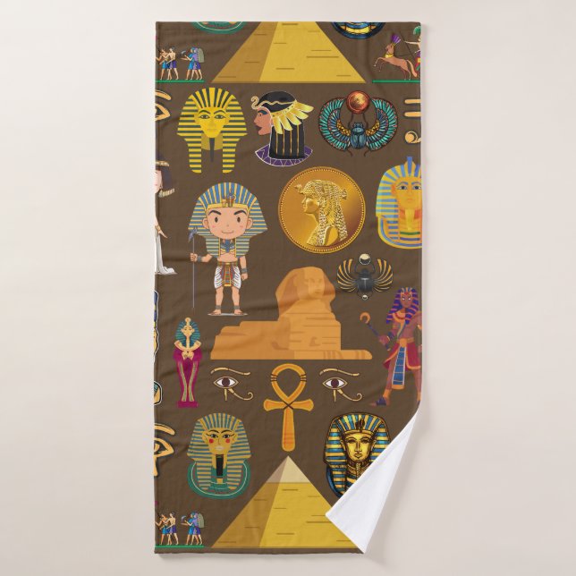 Ancient Egyptian Hieroglyphic -Pattern Symbol  Bath Towel (Bath Towel)