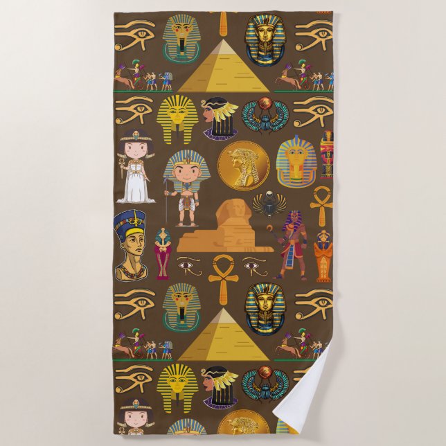 Ancient Egyptian Hieroglyphic -Pattern Symbol  Beach Towel (Front)