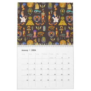 Ancient Egyptian Hieroglyphic Pattern Symbol Calendar